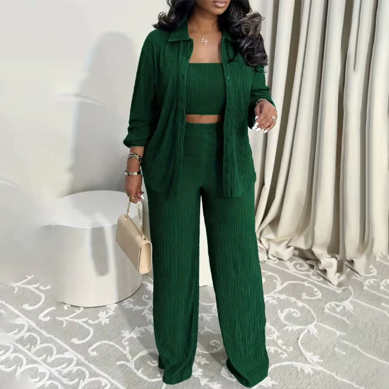 Emilie's Boutique ™ Tube top, and wide-leg trousers.
