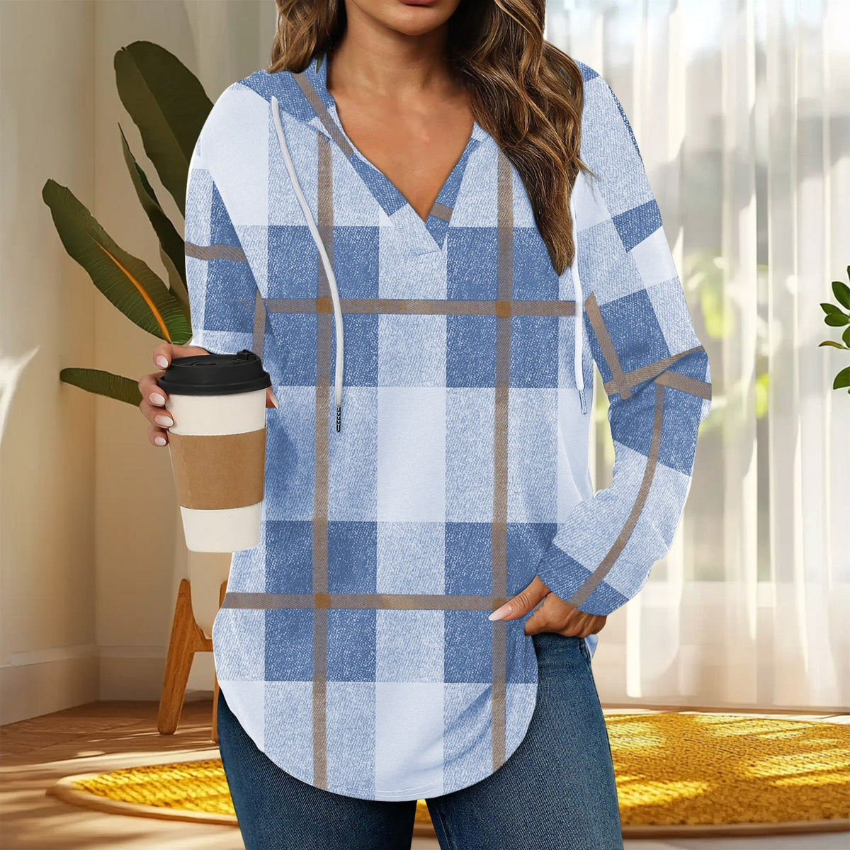 Emilie's Boutique β’ Casual Plaid Long-Sleeve Hoodie