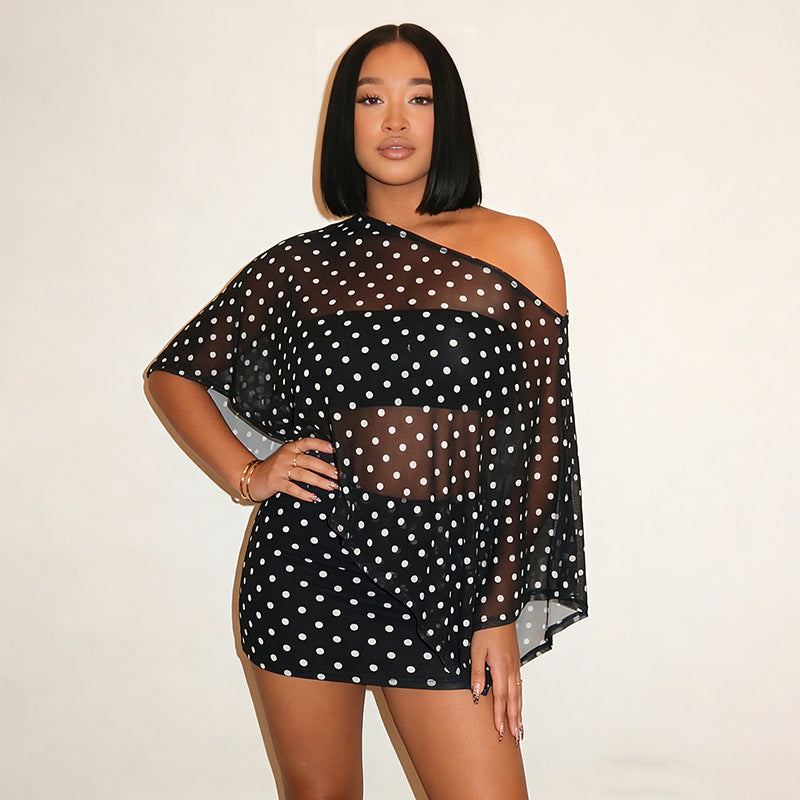 Emilie's Boutique ™ Printed Mesh Off Shoulder Top Skirt Set