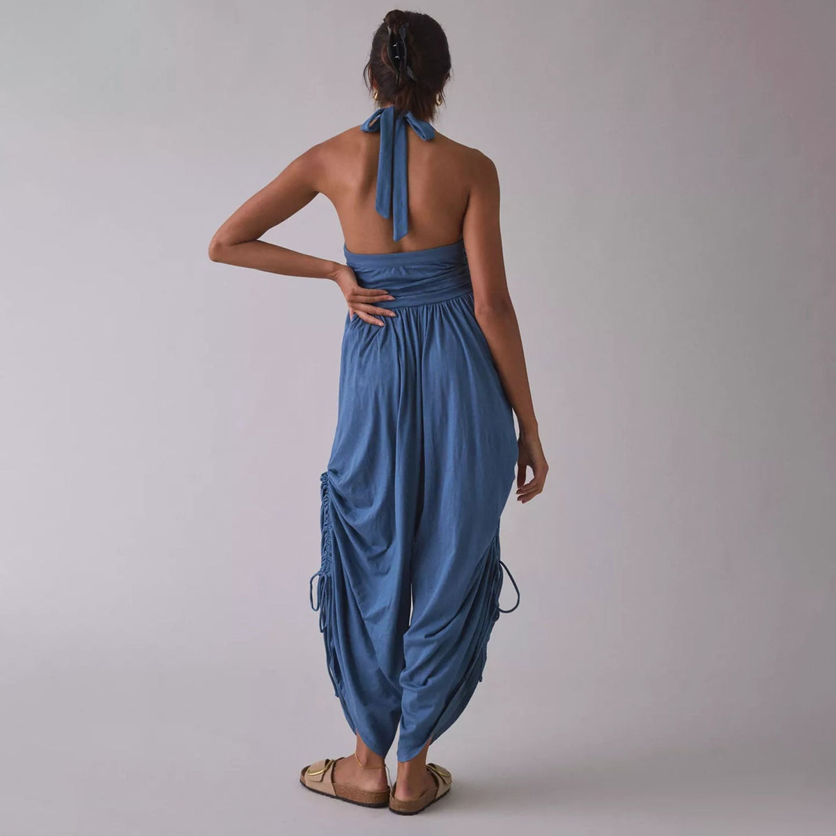 Emilie's Boutique ™ Square-neck back-tie loose harem jumpsuit