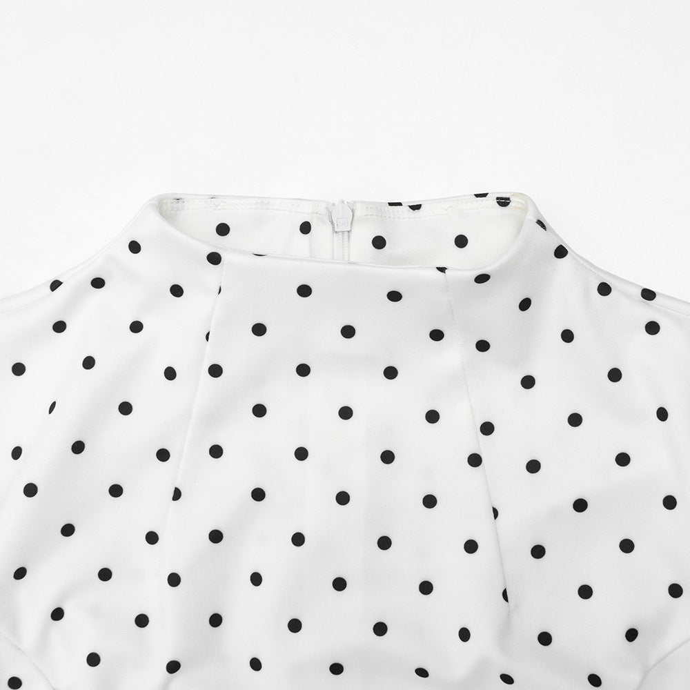 Emilie's Boutique ™ Elegant Polka-Dot Print Round-Neck Maxi Dress
