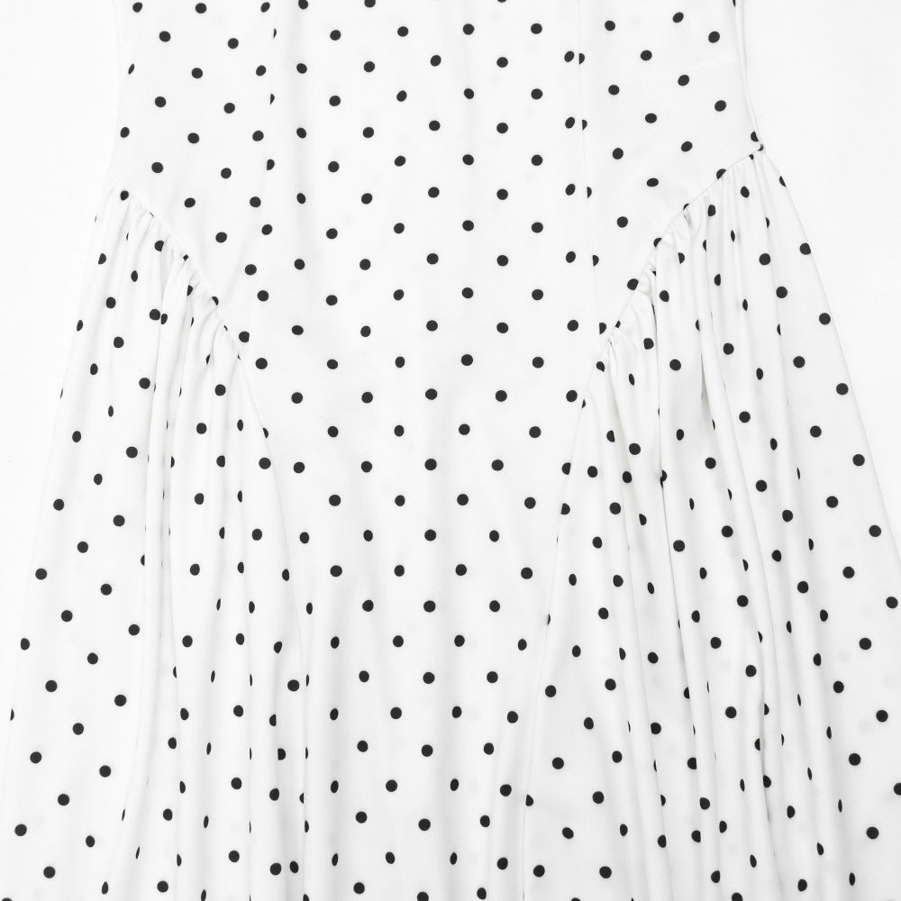 Emilie's Boutique ™ Elegant Polka-Dot Print Round-Neck Maxi Dress