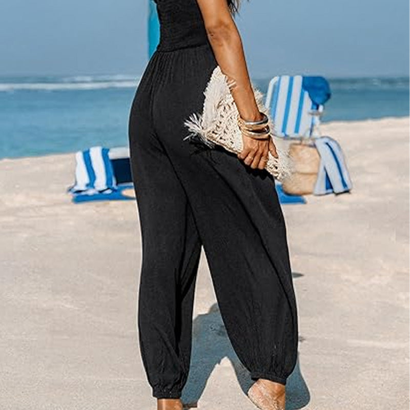 Emilie's Boutique β’ V-neck backless loose-fitting jumpsuit