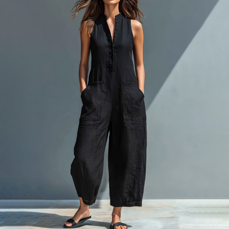Emilie's Boutique ™ Casual loose sleeveless wide-leg jumpsuit