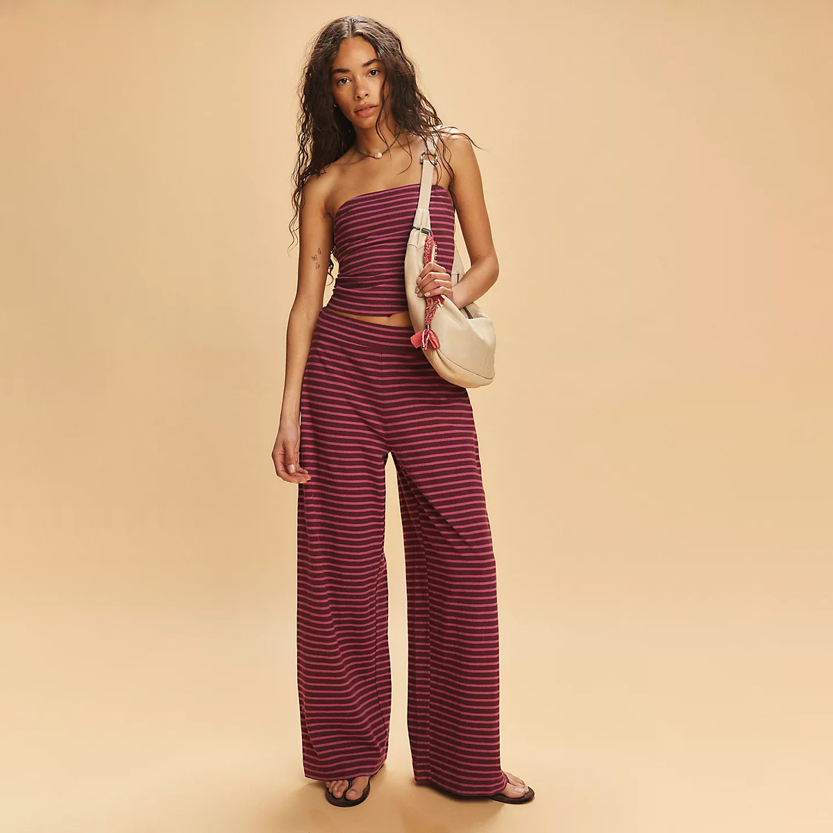 Emilie's Boutique ™ Striped Tube Top Wide Leg Pant Set
