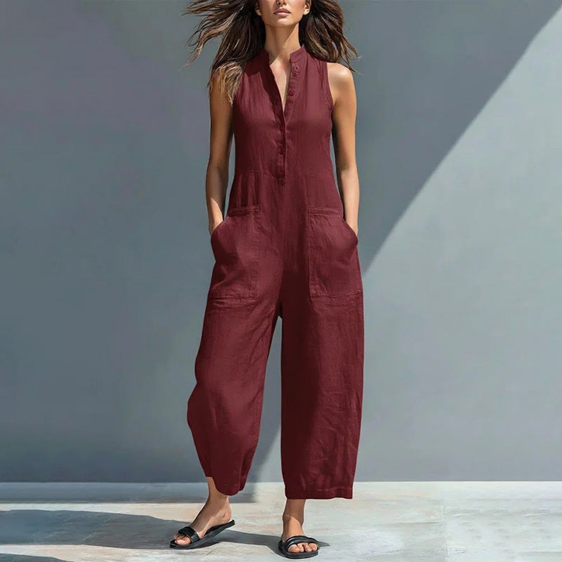 Emilie's Boutique ™ Casual loose sleeveless wide-leg jumpsuit