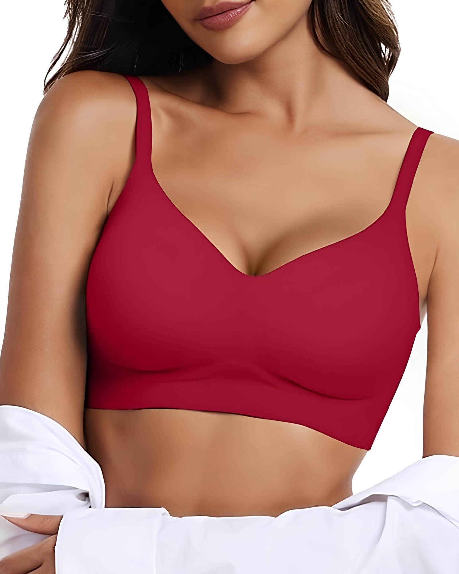 Women's V-neck Seamless Breathable Push-up Vest Bra with Two Removable Shaping Pads