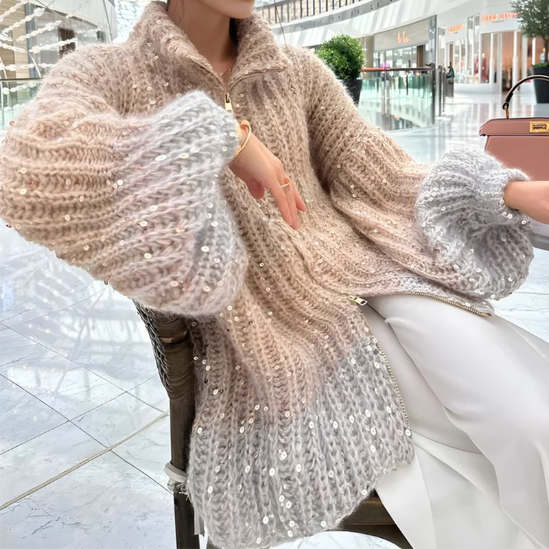 Emilie's Boutique ™ Full-Zipper Knit Sweater for Women