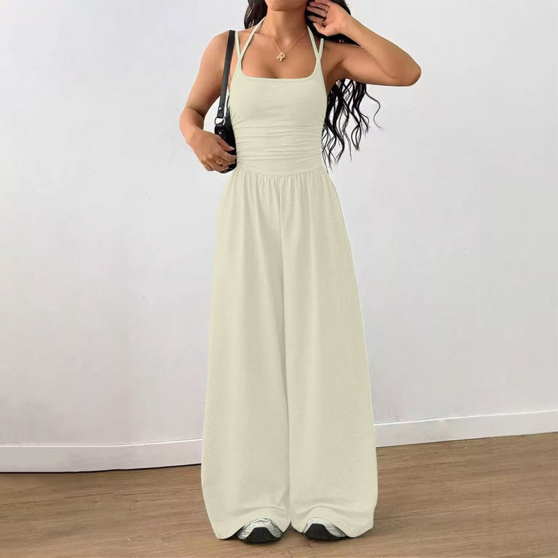 Emilie's Boutique β’ Backless Halter Ruched High Waist Wide Leg Jumpsuit