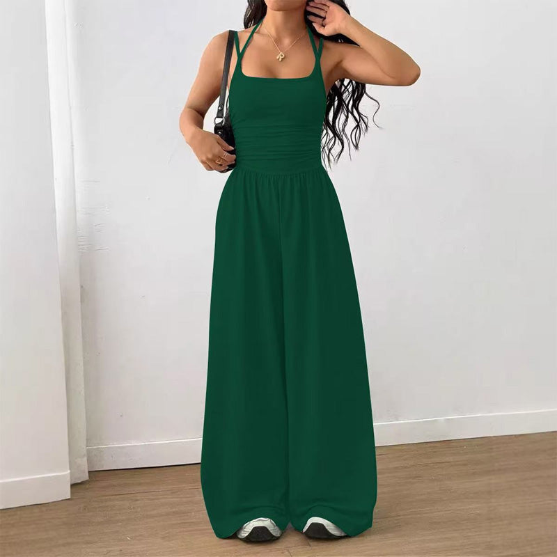 Emilie's Boutique β’ Backless Halter Ruched High Waist Wide Leg Jumpsuit