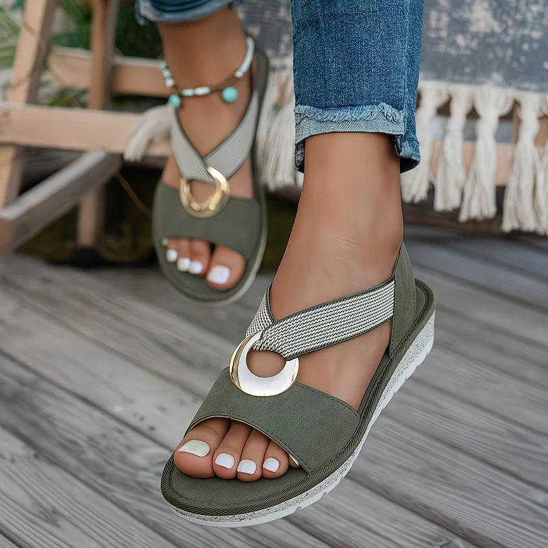 Emilie's Boutique ™ | Flat Sandals With Metal Buckle