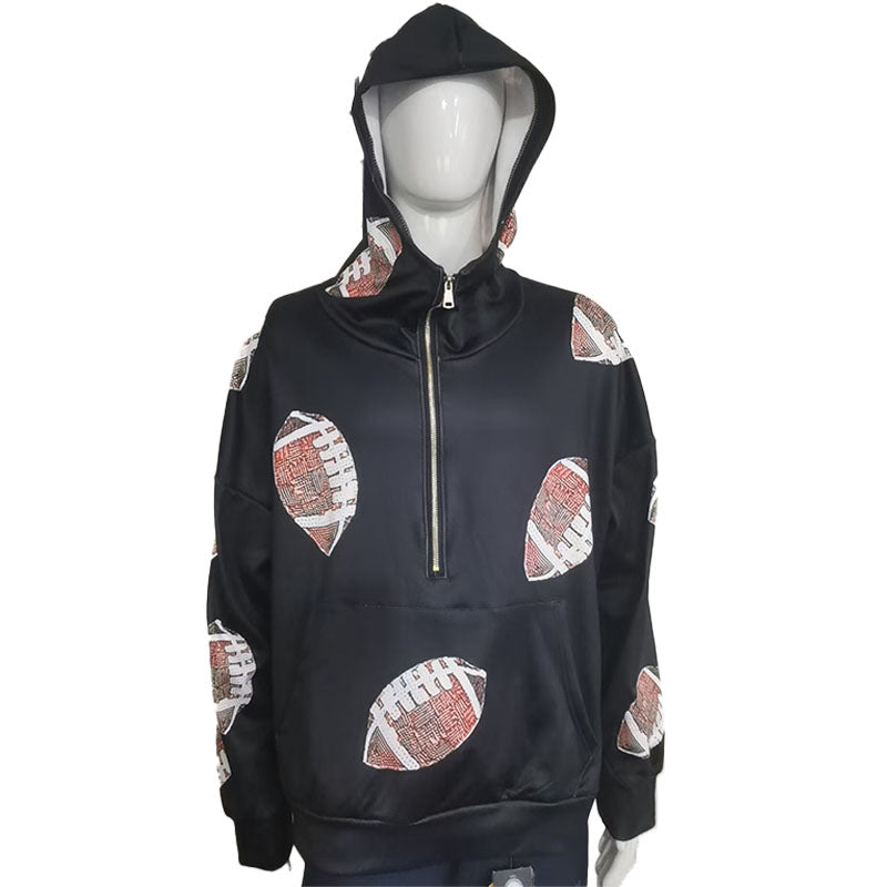 Emilie's Boutique ™ Printed half-zip loose hoodie