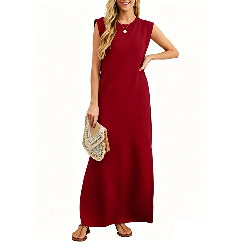 Emilie's Boutique ™ Casual Crew Neck Sleeveless Maxi Dress
