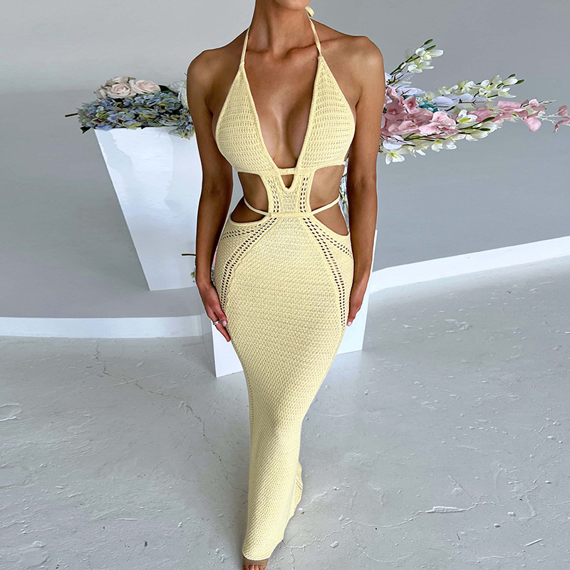 Emilie's Boutique ™ Halter Neck Cutout Knit Bodycon Mini Dress