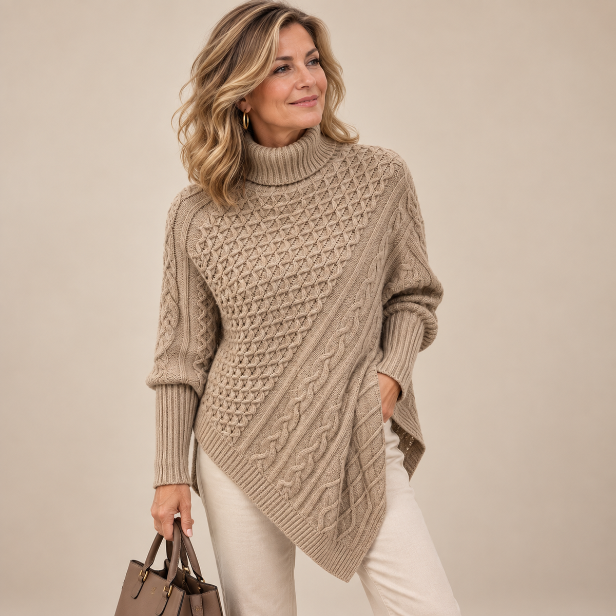 Emilie's Boutique ™ Cable Knit Poncho Sweater