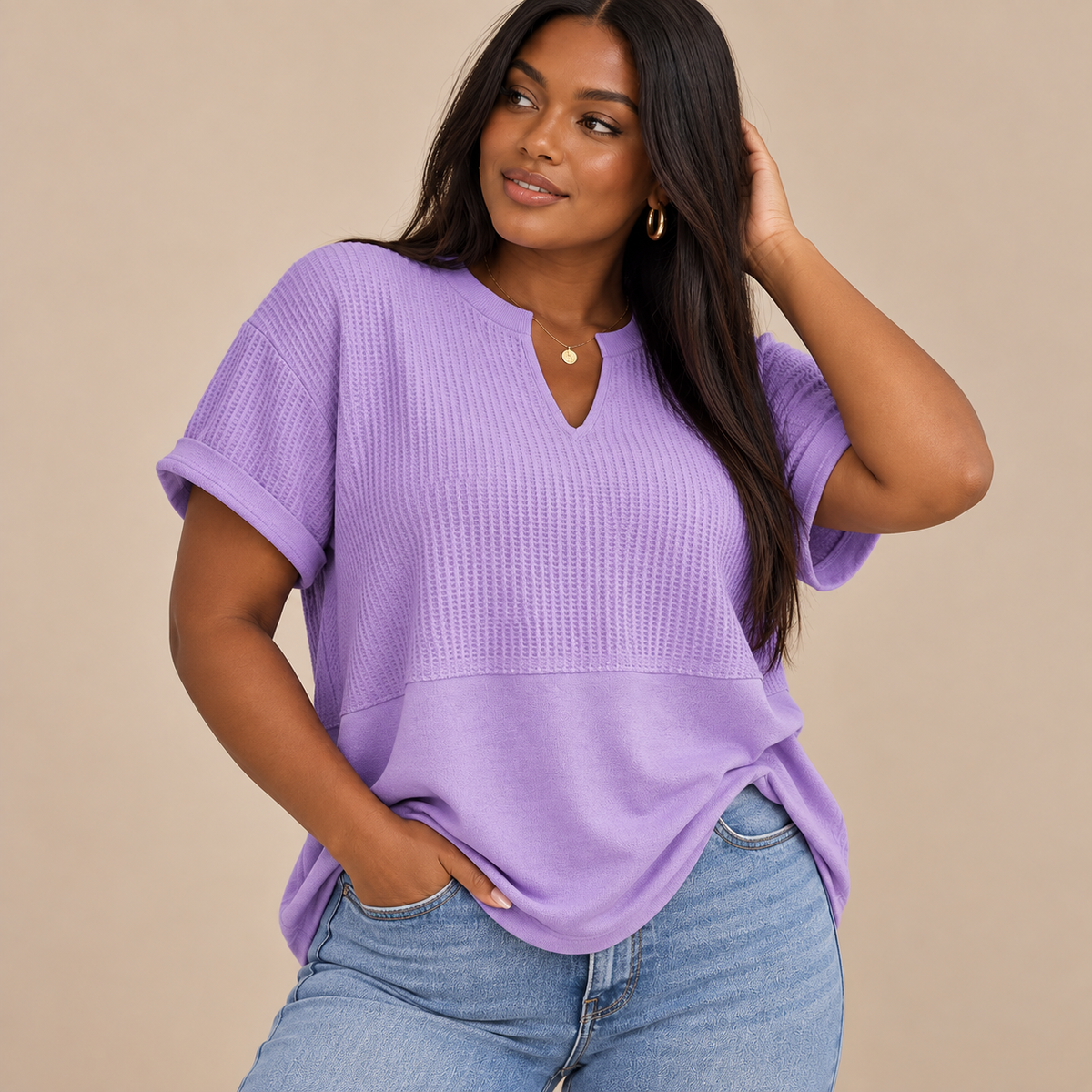 Emilie's Boutique ™ Short Sleeve V Neck Casual Top