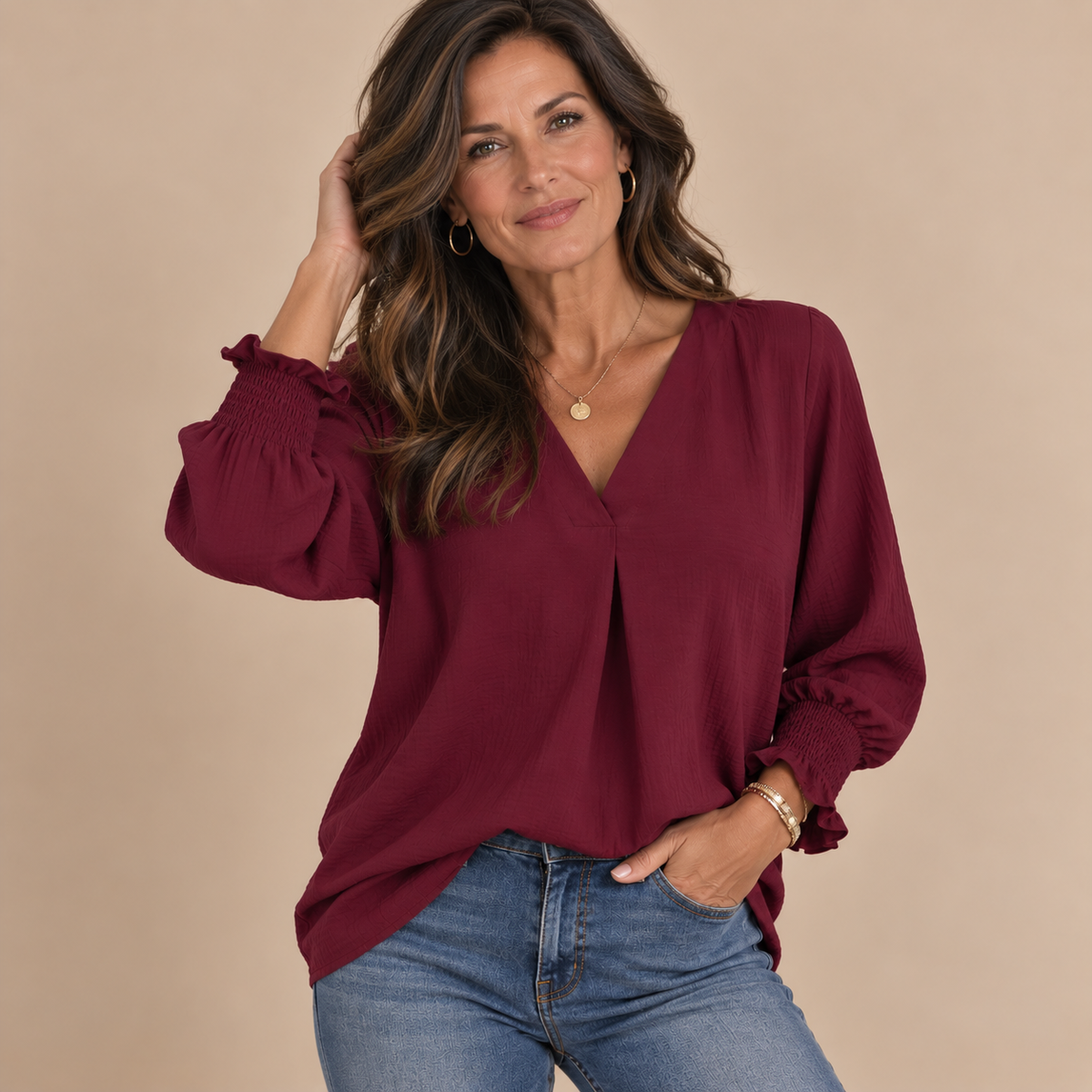 Emilie's Boutique ™ Classic V-Neck Tunic Blouse