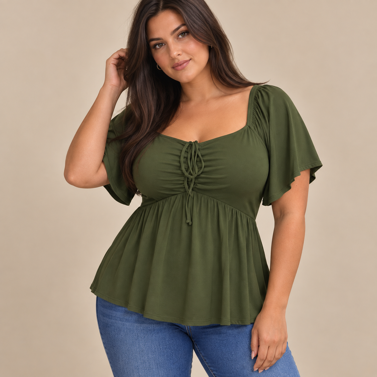 Emilie's Boutique ™ Plus-size square-neck peplum top