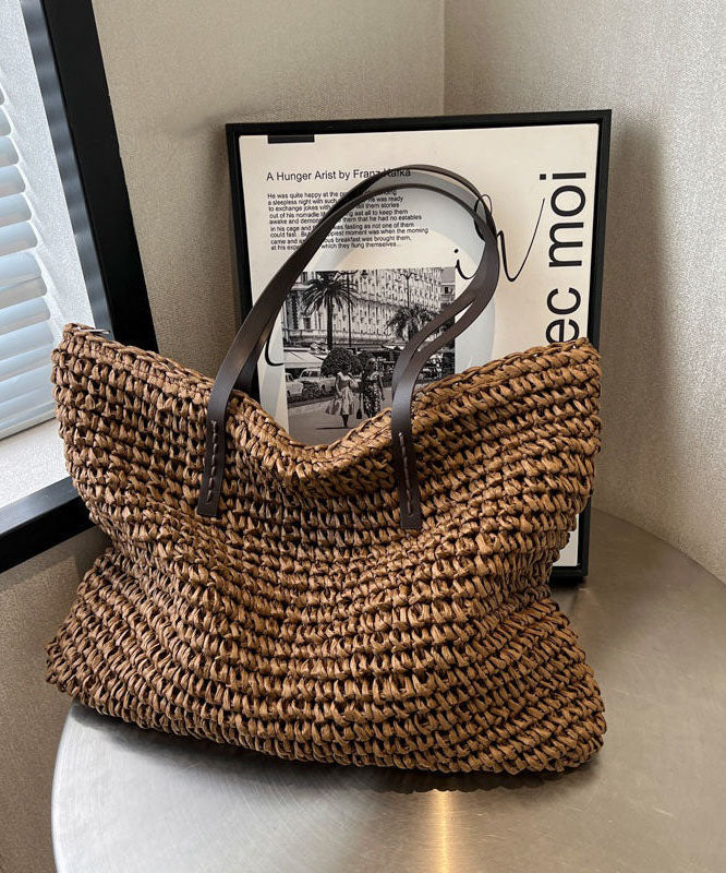 Emilie's Boutique ™ Coffee Straw Woven Satchel Bag