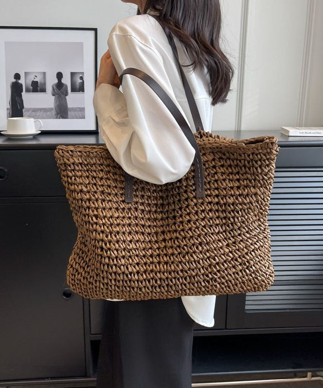 Emilie's Boutique ™ Coffee Straw Woven Satchel Bag