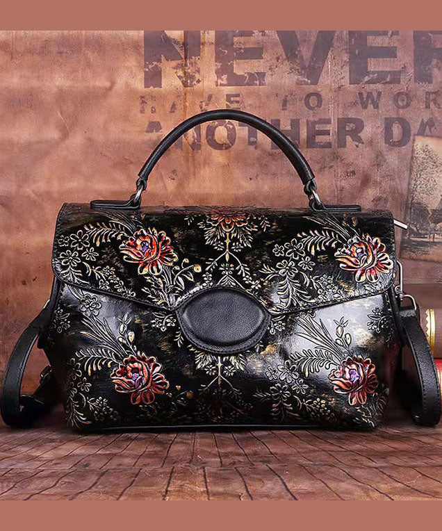 Emilie's Boutique ™ Retro Embossing Paintings Calf Leather Bag