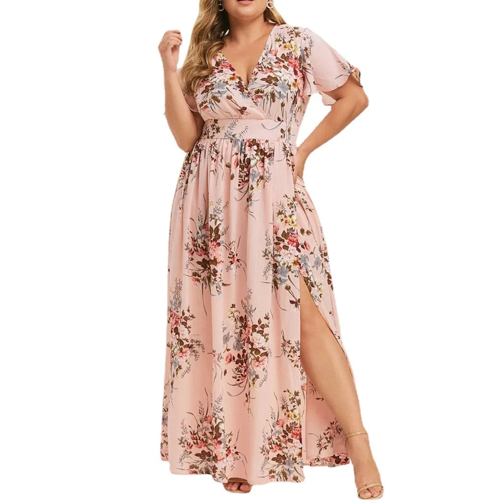 Emilie's Boutique ™ Floral Print Fitted Waist Knit Dress.