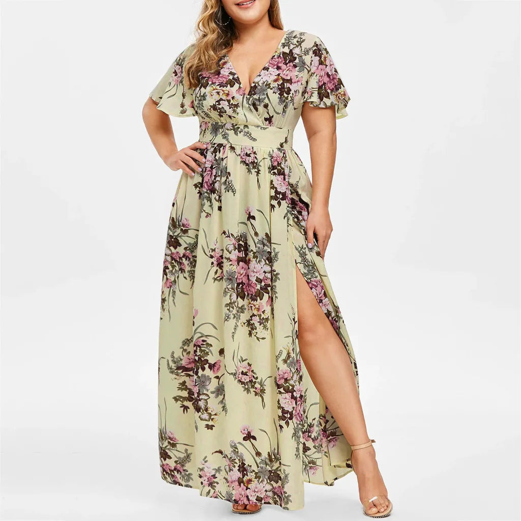 Emilie's Boutique ™ Floral Print Fitted Waist Knit Dress.
