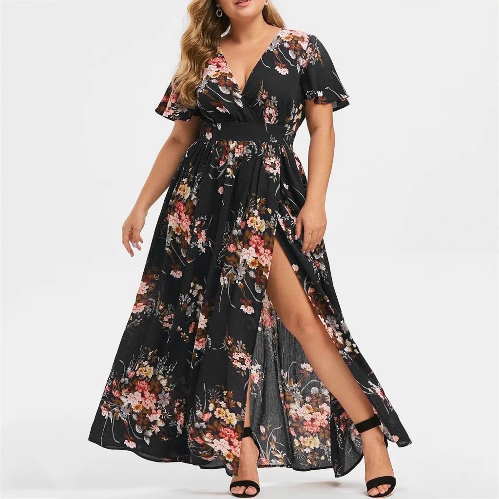 Emilie's Boutique ™ Floral Print Fitted Waist Knit Dress.