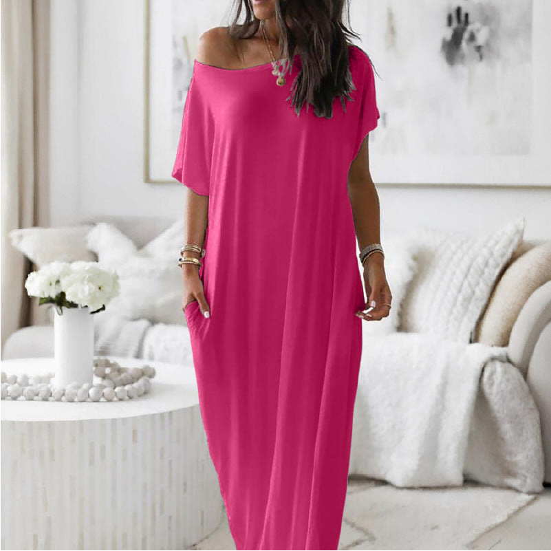 Emilie's Boutique ™ Oversized Asymmetric Off-Shoulder Casual Dress