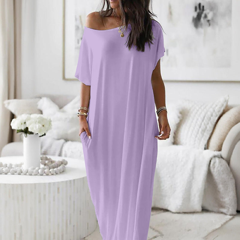 Emilie's Boutique ™ Oversized Asymmetric Off-Shoulder Casual Dress