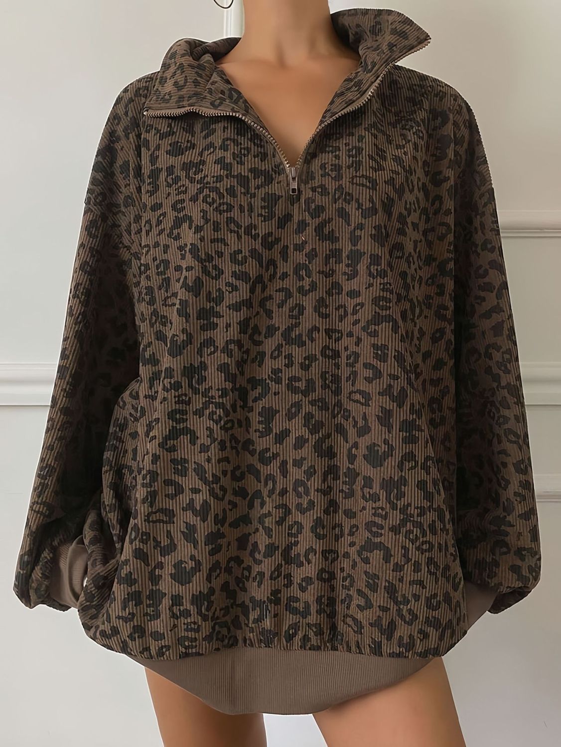 Emilie's Boutique ™ Leopard Half-Zip Pullover