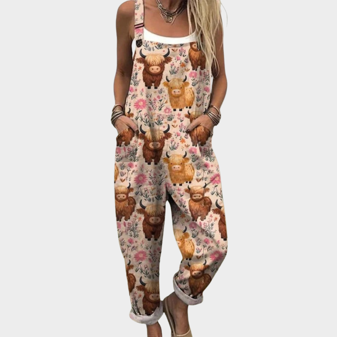 Comfortable Printed Overalls