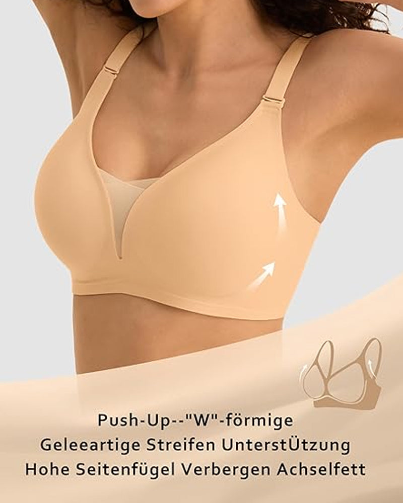 Emilie's Boutique ™ V-neck Comfortable Breathable Seamless Wire-free Push-up Mesh Bra