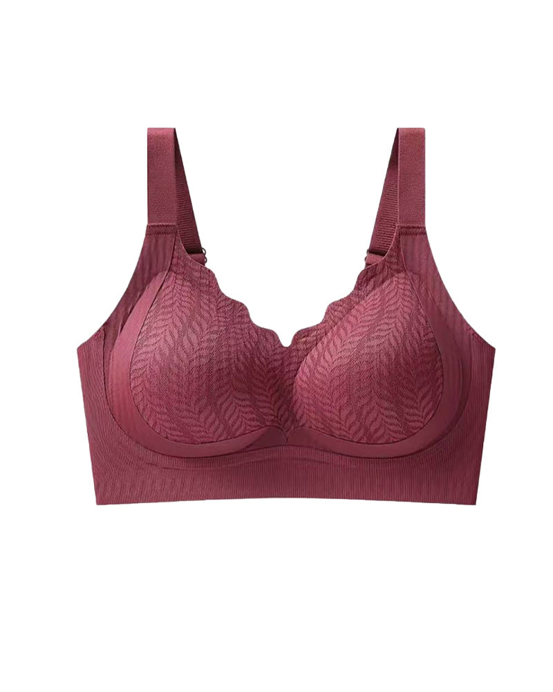 Emilie's Boutique ™ Casual Seamless Wavy Edge Wide Shoulder Straps Underwire Push-up Breathable Bra