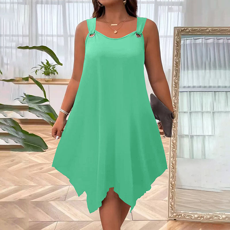 Emilie's Boutique ™ Plus-size sleeveless loose-fitting irregular hem dress