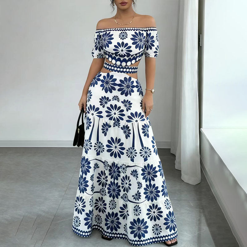 Emilie's Boutique ™ Off-the-shoulder cut-out printed dress