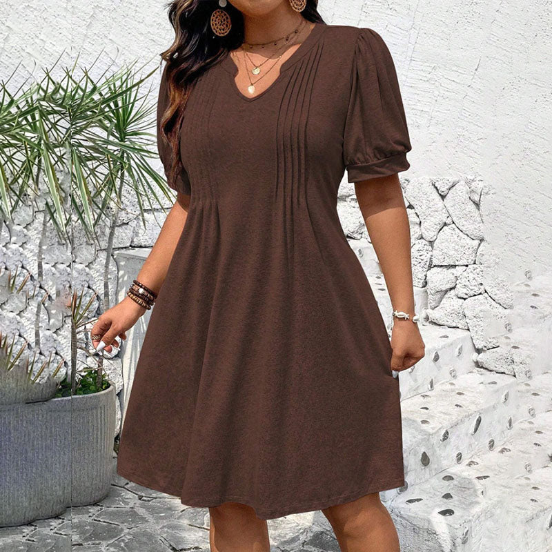 Emilie's Boutique ™ U-neck puff sleeve plus size dress