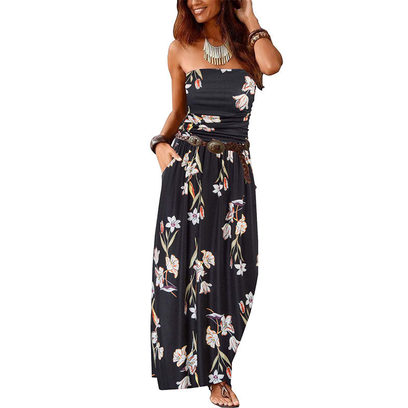 Emilie's Boutique ™ Pleated off-shoulder sleeveless dress