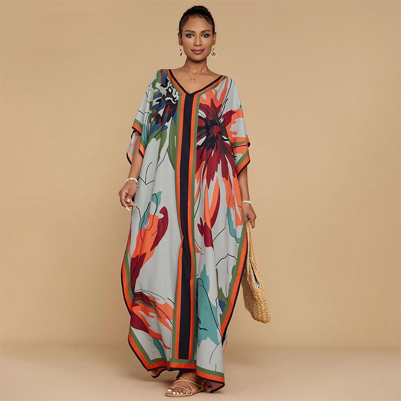 Emilie's Boutique ™ Loose-fit printed beach cover-up maxi dress
