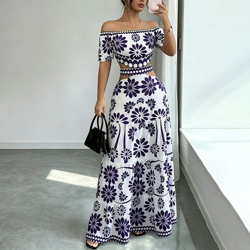 Emilie's Boutique ™ Off-the-shoulder cut-out printed dress