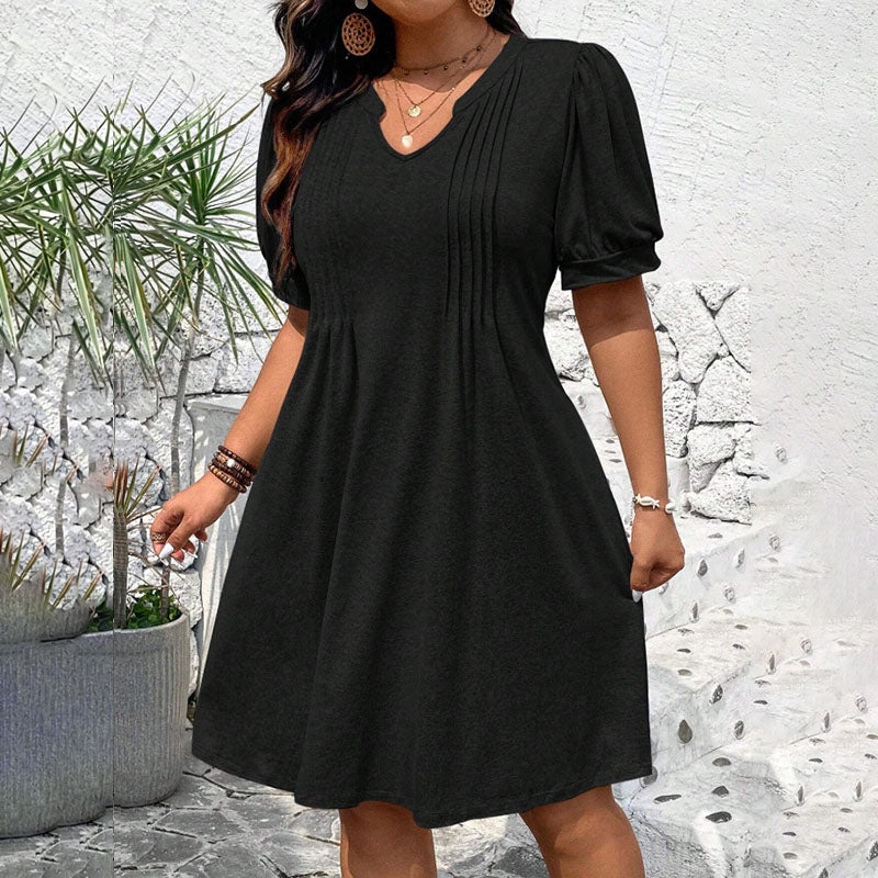 Emilie's Boutique ™ U-neck puff sleeve plus size dress
