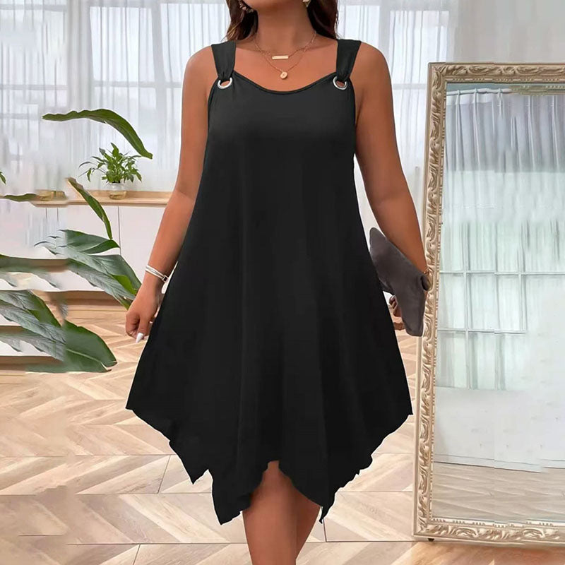 Emilie's Boutique ™ Plus-size sleeveless loose-fitting irregular hem dress