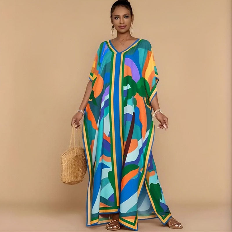 Emilie's Boutique ™ Loose-fit printed beach cover-up maxi dress