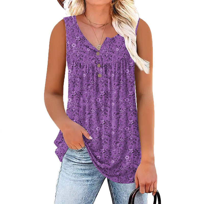 Emilie's Boutique β’ Button-down V-neck floral sleeveless top