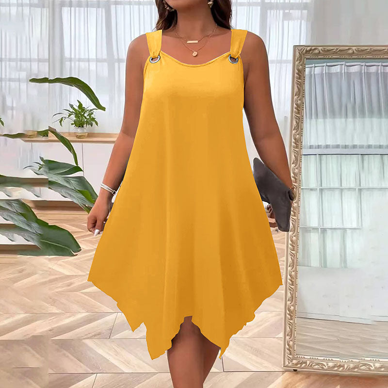 Emilie's Boutique ™ Plus-size sleeveless loose-fitting irregular hem dress