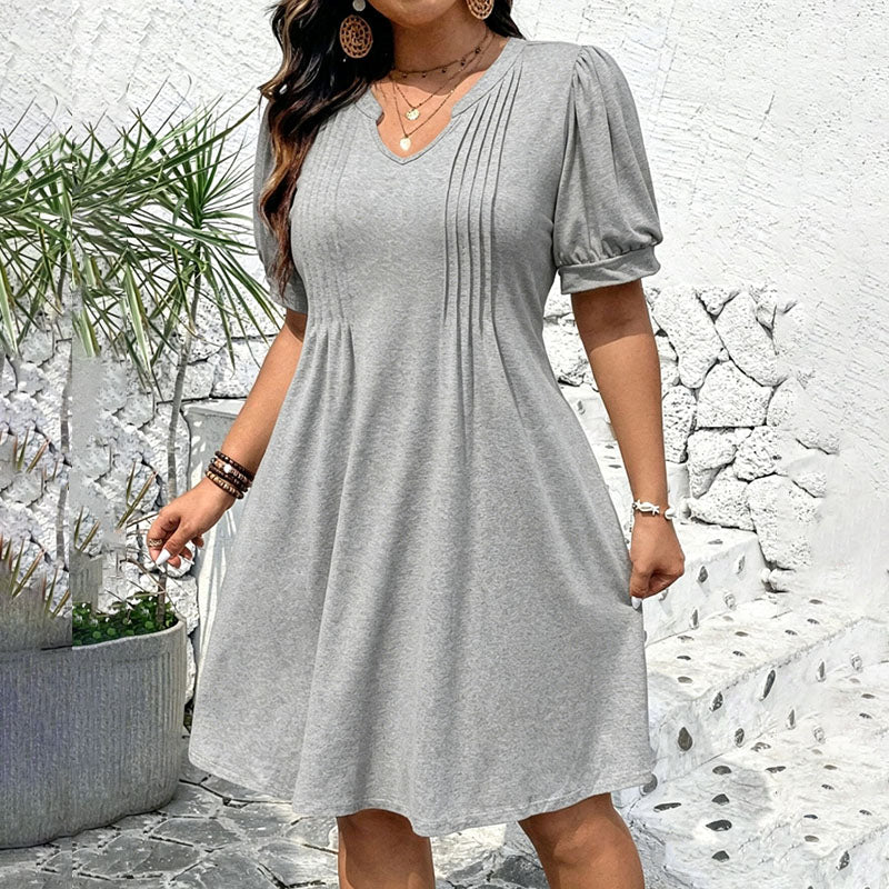 Emilie's Boutique ™ U-neck puff sleeve plus size dress