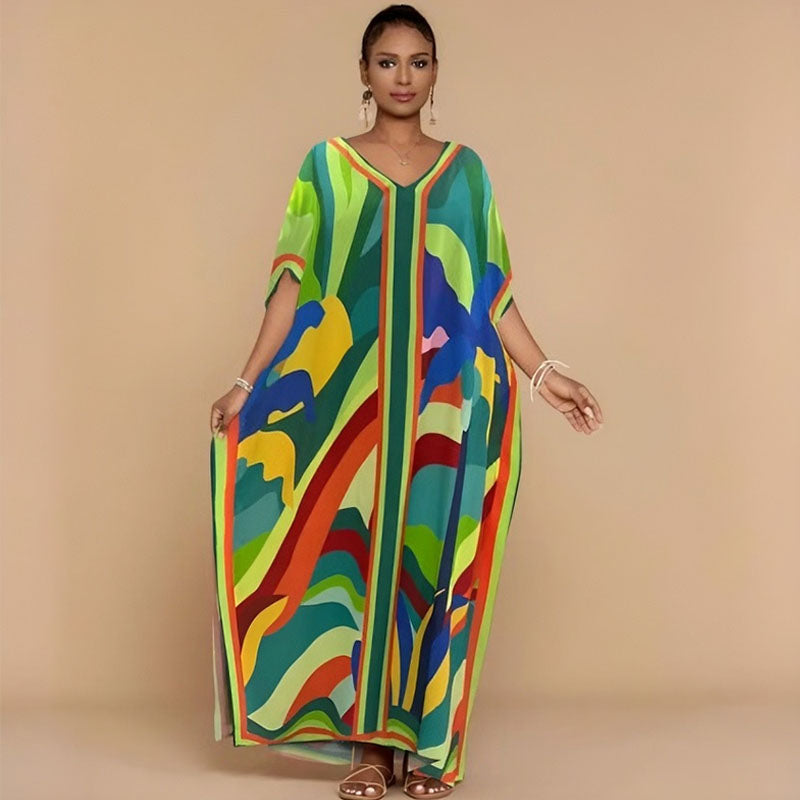 Emilie's Boutique ™ Loose-fit printed beach cover-up maxi dress