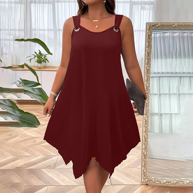 Emilie's Boutique ™ Plus-size sleeveless loose-fitting irregular hem dress