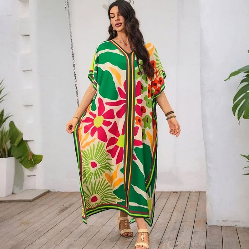 Emilie's Boutique ™ Loose-fit printed beach cover-up maxi dress