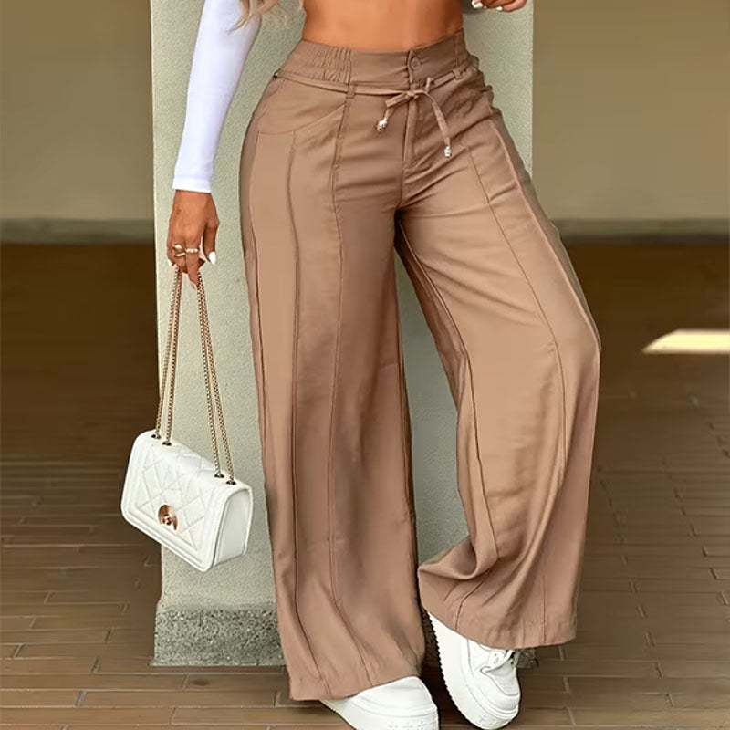 Emilie's Boutique β’ High-waisted drawstring elastic-waist wide-leg cargo pants